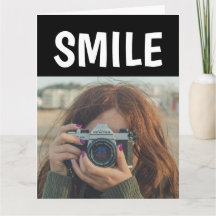 SMILE! YOUR BIRTHDAY! GIRL CAMERA GREETING CARD