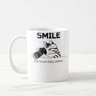 Smile You'Re On Kitty Camera Cat Tshirt Photograph Coffee Mug