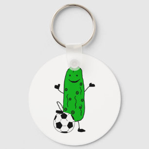 Smilealottees Funny Dill Pickle Playing Soccer Key Ring