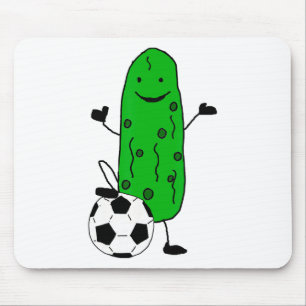 Smilealottees Funny Dill Pickle Playing Soccer Mouse Pad