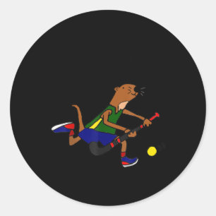 Smilealottees Funny Sea Otter Playing Field Hockey Classic Round Sticker