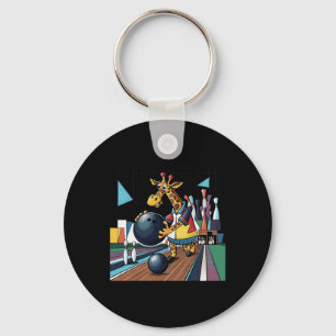 Smilefuntees Funny Giraffe Bowling Sports Cartoon  Key Ring