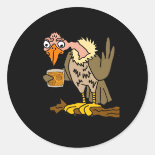 Smilemore Old Buzzard Drinking Bourbon Or Whiskey Classic Round Sticker
