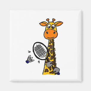 Smilemoreteesa Funny Giraffe Playing Badminton Car Magnet