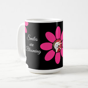 Smiles are Blooming Cute Dog Pink Flower Coffee Mug
