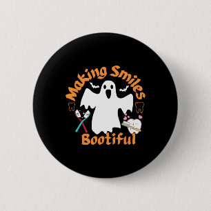 Smiles Bootiful Funny Ghost Dentist Halloween Dent 6 Cm Round Badge