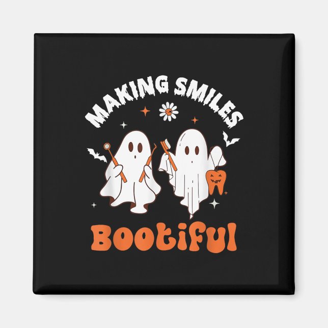 Smiles Bootiful Funny Ghost Dentist Halloween Dent Magnet (Front)