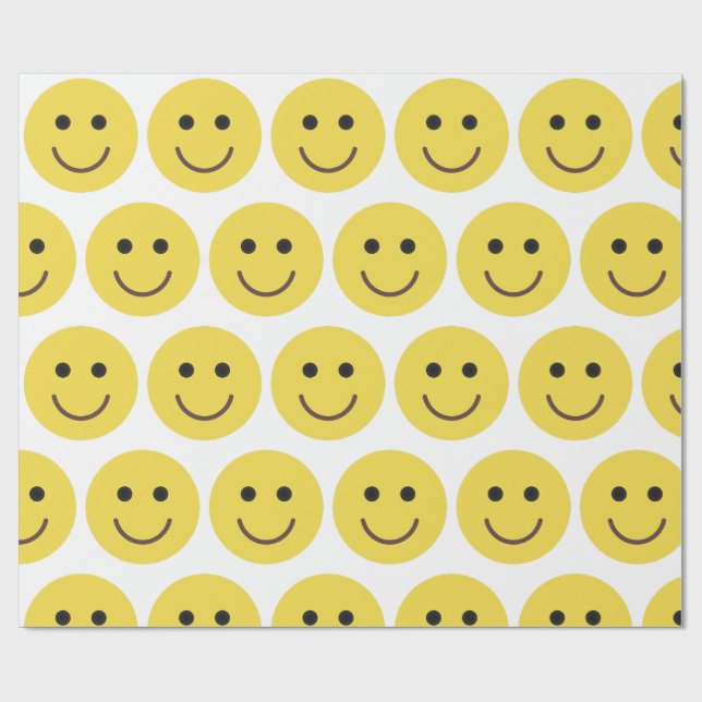 Smiles Yellow Summer Gift Happy Birthday Fun Face Wrapping Paper (Flat)