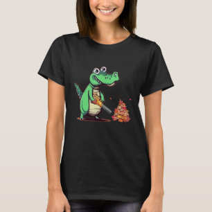 Smileteesfunny Funny Alligator Blowing Fall Leaves T-Shirt