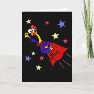 Smileteesfunny Funny Rubber Chicken Flying Superhe Card