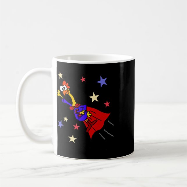 Smileteesfunny Funny Rubber Chicken Flying Superhe Coffee Mug (Left)