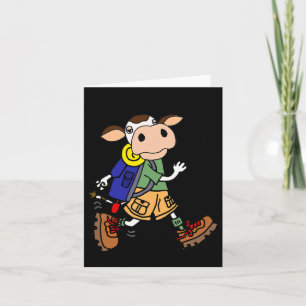 Smileteeshoba Funny Cow Hiking Nature Cartoon  Card