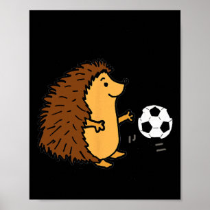 Smileteessports Cute Hedgehog Playing Soccer Poster