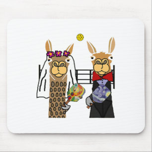 Smileteessports Fun Llama Bride And Groom Pickleba Mouse Pad