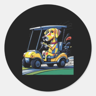 Smileteessports Funny Yellow Lab Dog Driving Golf Classic Round Sticker