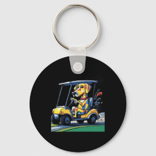 Smileteessports Funny Yellow Lab Dog Driving Golf Key Ring