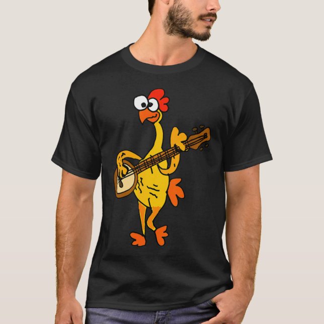 Smileteestank Funny Rubber Chicken Playing Banjo C T-Shirt (Front)