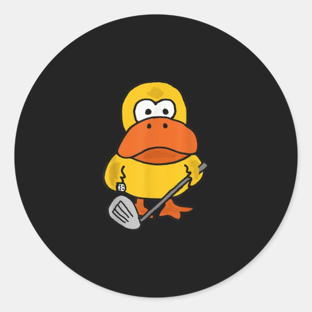 Smiletodays Funny Duck Playing Golf Classic Round Sticker (Front)