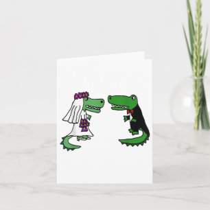 Smiletodaytees Fun Bride And Groom Alligator Weddi Card