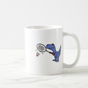 Smiletodaytees Fun T-rex Dinosaur Playing Badminto Coffee Mug