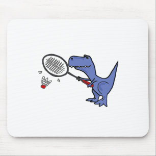 Smiletodaytees Fun T-rex Dinosaur Playing Badminto Mouse Pad
