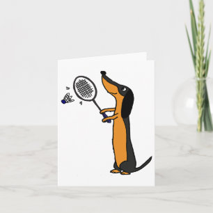 Smiletodaytees Funny Dachshund Dog Playing Badmint Card