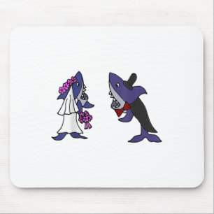 Smiletodaytees Funny Shark Bride And Groom _1 Mouse Pad