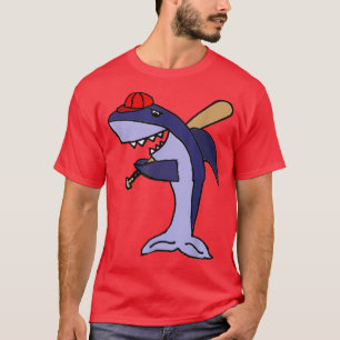 Smiletodaytees Funny Shark Playing Baseball  T-Shirt