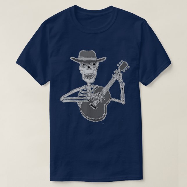 Smiletodaytees Funny Skeleton Playing Guitar Art  T-Shirt (Design Front)