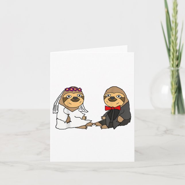 Smiletodaytees Funny Sloth Bride And Groom Wedding Card (Front)