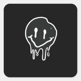 Smiley black square sticker