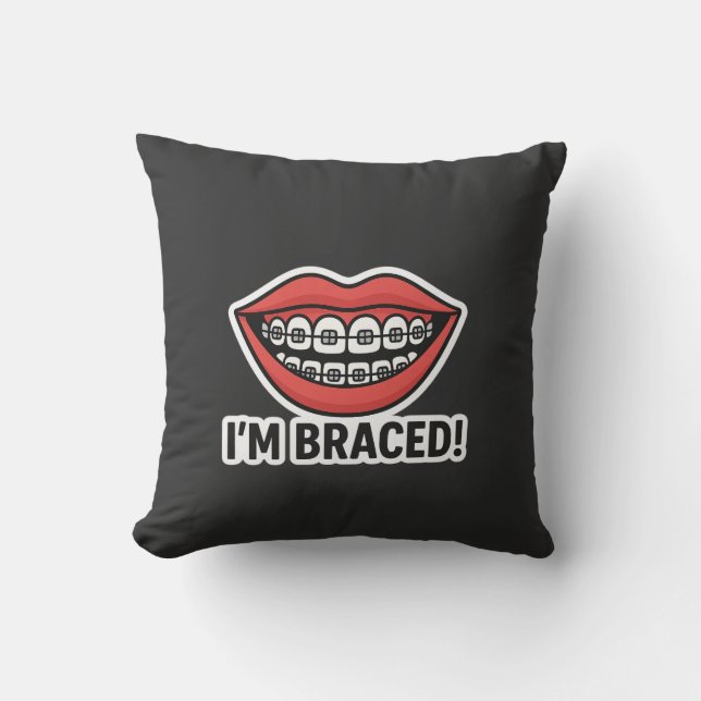Smiley Braces Fun Sticker – Colourful Lips  Cushion (Front)