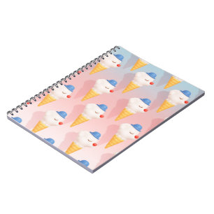 Smiley Cone   Cute 3D Dog Ice Cream Pop Art Patter Notebook