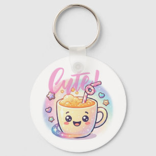 smiley cup of juice key ring