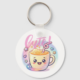 smiley cup of juice key ring