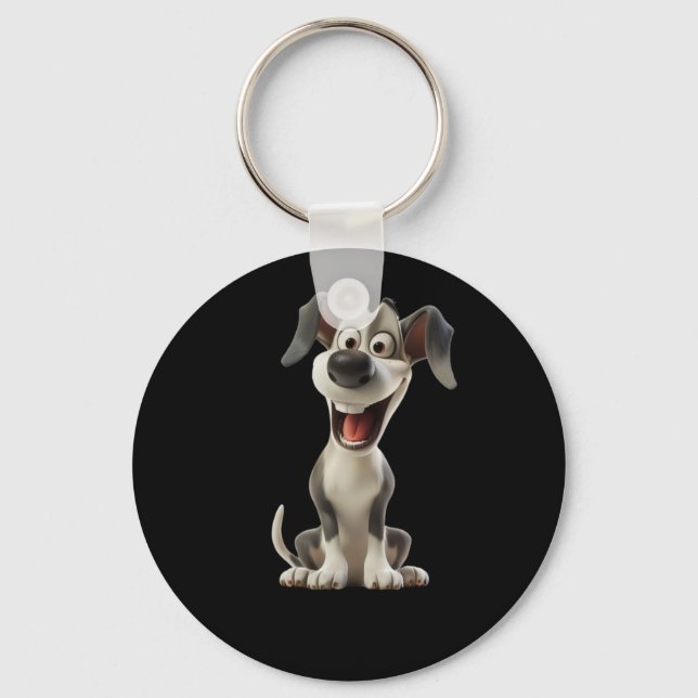 Smiley Dog (black Background) Sticker  Key Ring (Front)