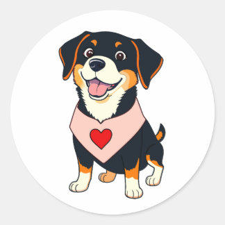 Smiley Dog Pup – Cute Cartoon Dog Classic Round Sticker