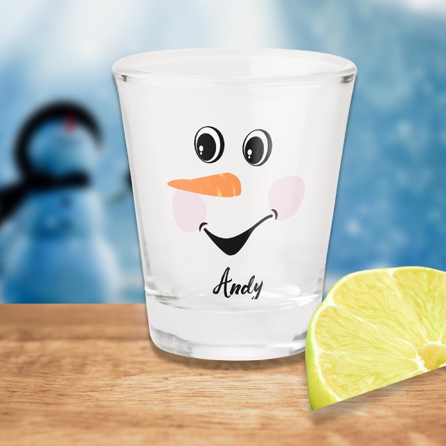 Smiley Face Cute Custom Snowman Winter Holiday Shot Glass (Creator Uploaded)