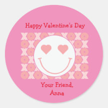 Smiley Face Personalised Valentine Party Sticker