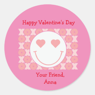 Smiley Face Personalised Valentine Party Sticker