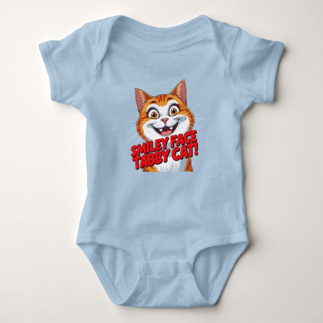 Smiley Face Tabby Cat!!! Baby BodySuit (Front)