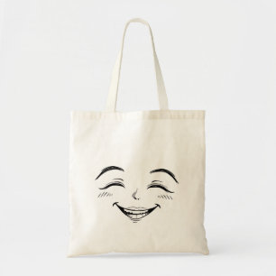 Smiley Face Tote Bag – Hand Drawn Black & White