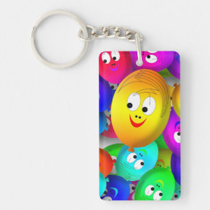 Smiley Faces Balloons Pattern-64171 Key Ring
