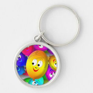 Smiley Faces Balloons Pattern-64171 Key Ring