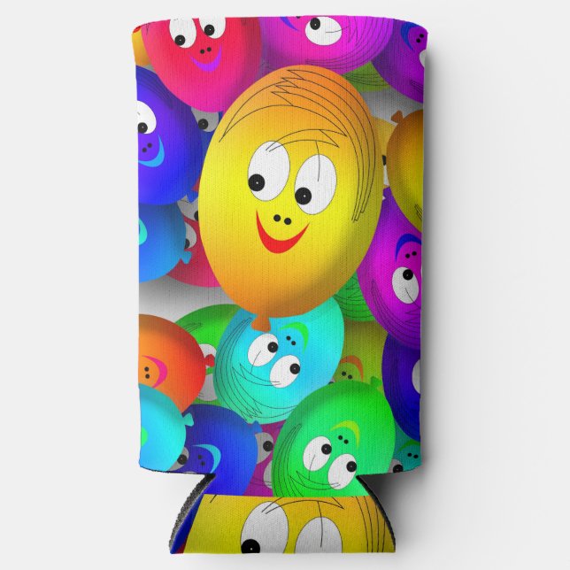 Smiley Faces Balloons Pattern-64171 Seltzer Can Cooler (Front)