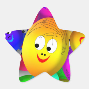 Smiley Faces Balloons Pattern-64171 Star Sticker