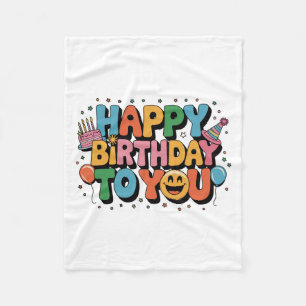 Smiley Happy Birthday Fleece Blanket