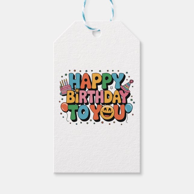 Smiley Happy Birthday Gift Tags (Front)