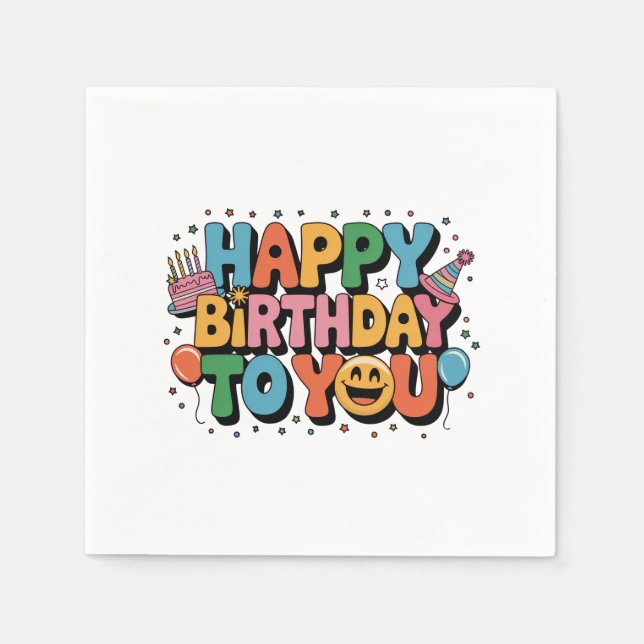 Smiley Happy Birthday Napkin (Front)