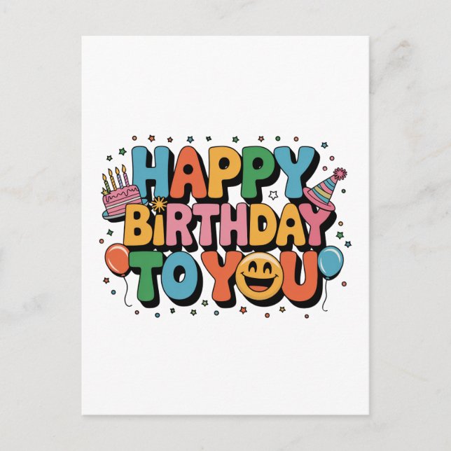 Smiley Happy Birthday Postcard (Front)